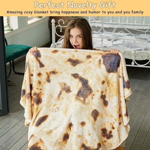 Burritos Tortilla Wrap Teppe, Nyhet Morsomme Gaver Gigant Tortilla Rund Myk Teppe for Barn 卷饼1 150X150CM