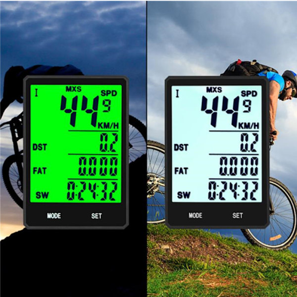Trådløs cykelcomputer, IP66 vandtæt cykelcomputer 21 funktioner LCD hastighed cykel speedometer