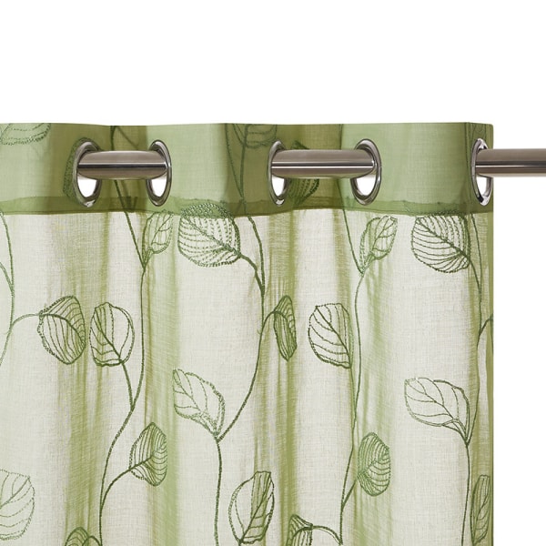 Gardiner semi-blackout perforerede lodrette persienner, enkle broderede gardiner green 132cm*274cm