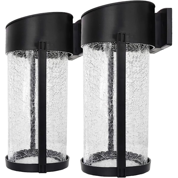 2-pack solcellslampor med sprickat glas för vägg, staket, trädgård, uteplats, terrass, grind, gård, dekoration, varmvit