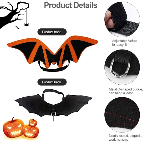 Halloween-lemmikkieläinten siivet, lemmikkilepakkosiivet, kissan lepakkosiivet, säädettävät lemmikkilepakkosiivet cosplay-asu karnevaaleille, Halloweenille ja syntymäpäiville
