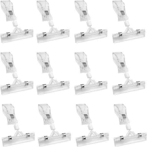 12 stk. roterende prislapp, displayklips holder, klare varemerkeskiltklips, prislappe displaystativ