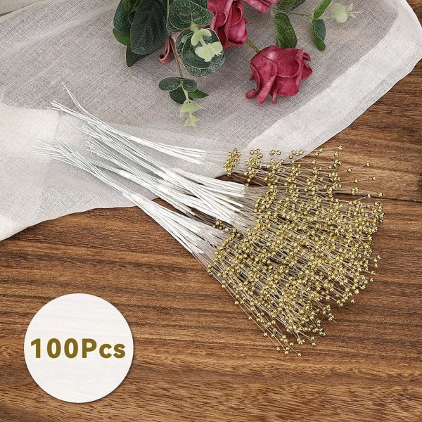 100 stk. perlepinde til brude- og festdekoration, brudes buket perle spray corsage kreationer perle stilke bryllup perle til festdekoration