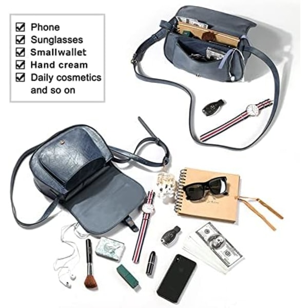 Lille crossbody taske til kvinder, crossbody taske i syntetisk læder til kvinder, håndtaske til kvinder, med aftagelig justerbar skulderrem Denim blue