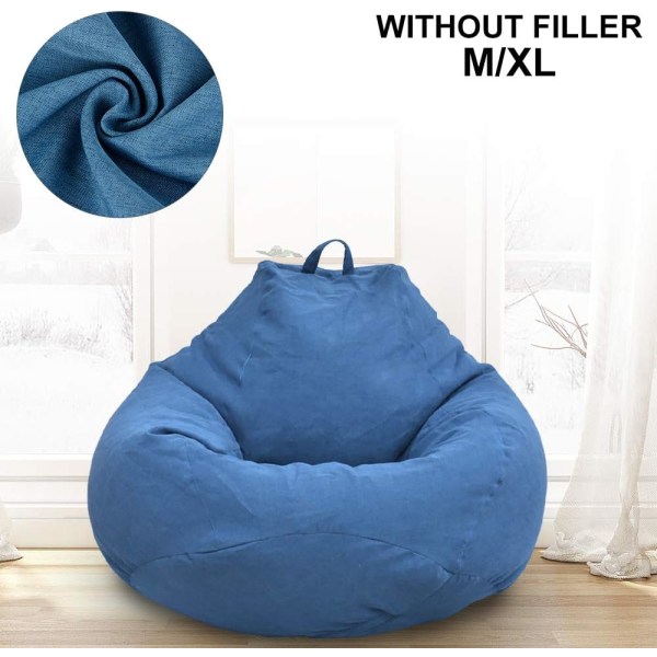 Klassiskt sofföverdrag i bönpåse, lat soffstol i bönpåse utan fyllning, enfärgad enkel design Blue 80*90CM