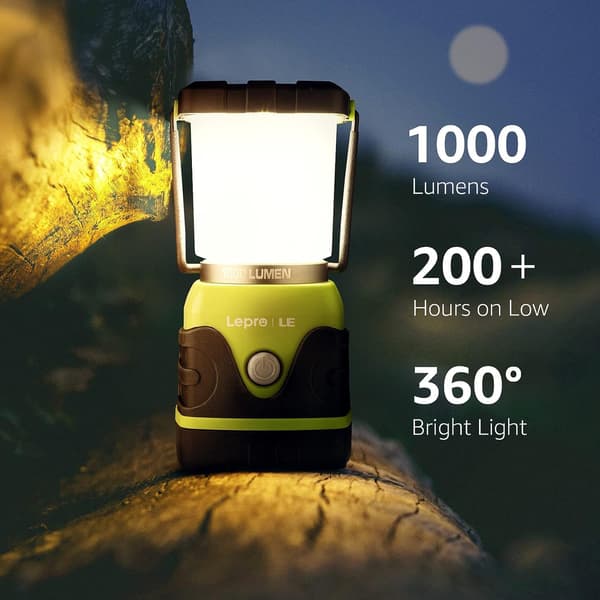 Campinglanterne, 1000 Lumen Campinglys Batteridrevet, Dimbar Varmhvit og Dagslysmoduser