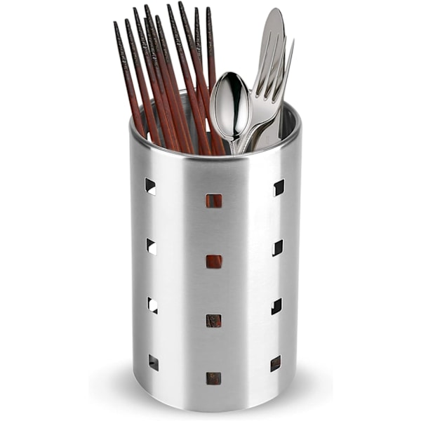 Bestikkavrenning, bestikkbrett i rustfritt stål, kjøkkenredskapsholder, redskapspotteholder for spisepinner, gaffel, skje, 10x17cm