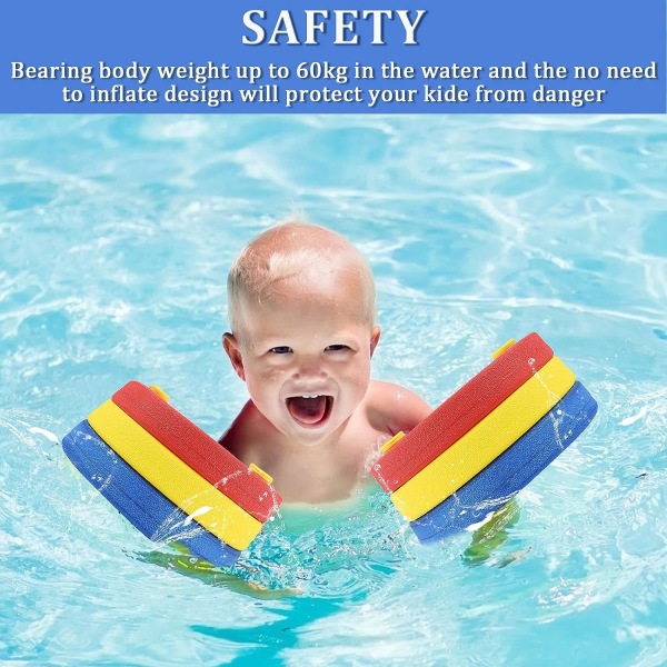 Lasten uimakäsivarret, 6 pakkausta EVA-kellukkeita, värikkäät käsivarret 3-14-vuotiaille lapsille uimisen oppimiseen, suositeltu paino 15-30 kg