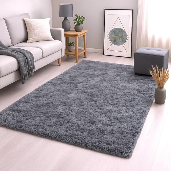 Vardagsrum, Modern Supermjuk Tjock Lugg Fluffig Ryamatta som inte fäller (Grå, 80x200 cm)