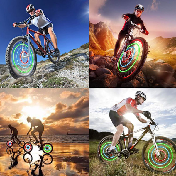 Cykelhjulsljus Cykel Ekrarljus med Batterier Ingår, Vattentäta Cykelhjulsljus för Säker Cykling, Lätt att Installera Green