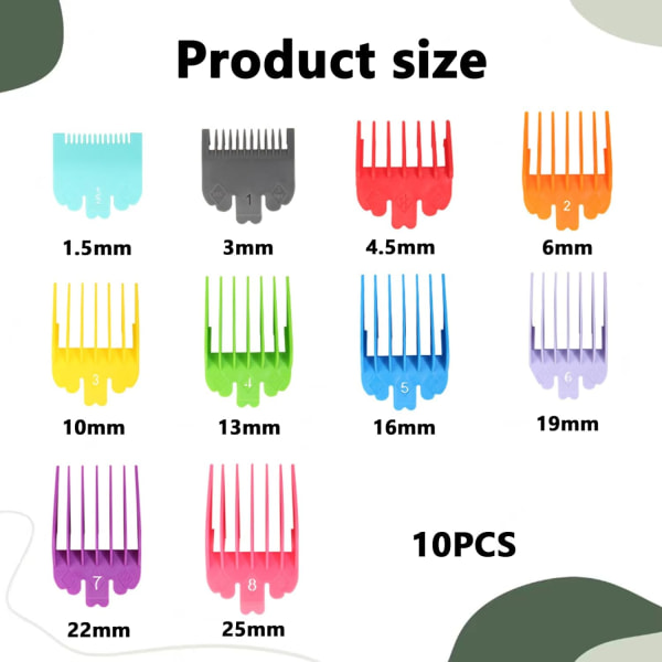 10-piece set of hair clipper guard, multi-color hair clipper limit comb, haircut guide accessory limit replacement comb set hair clipper