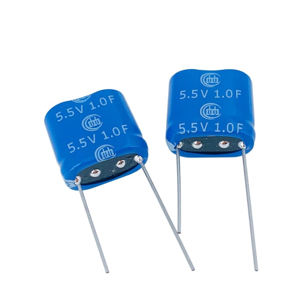 2 stk 8.5X17X17mm Superkondensator 5.5V 1F Super Farad Kapasitans Viklingstype Energilagring for Ombord Backup Energilagringskombinasjon 1F