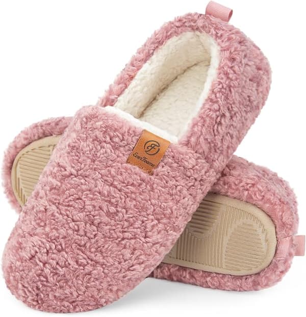 Fuzzy hjemmesko til kvinder, bløde, behagelige hjemmesko i imiteret lammeuld med memoryskum (Pink, 5/6 UK)