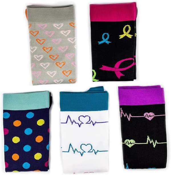 5 par kompressionsstrømper, knæhøje, støtte strømper Mixed colors S/M