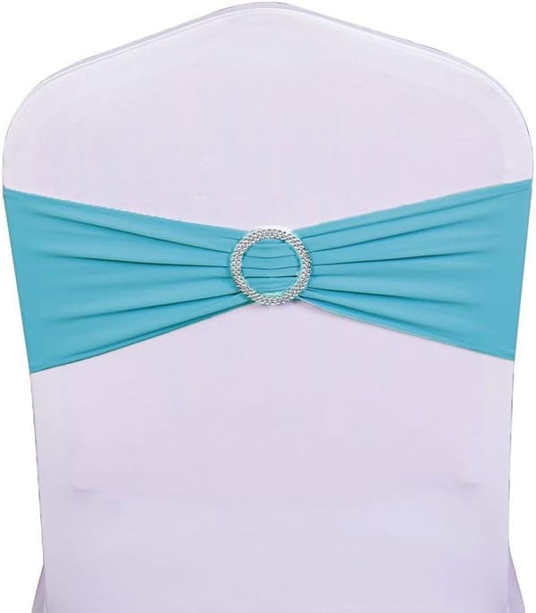 Turkis Spandex Elastisk Stolseband med Spenne for Bryllupsdekorasjon
