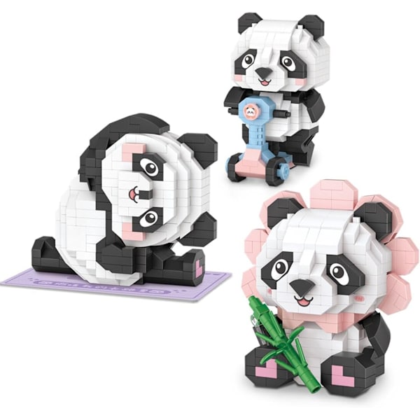 Mini Byggeklodser Sæt Panda Blomst Mønster Hjem Dekoration Gave til Voksne