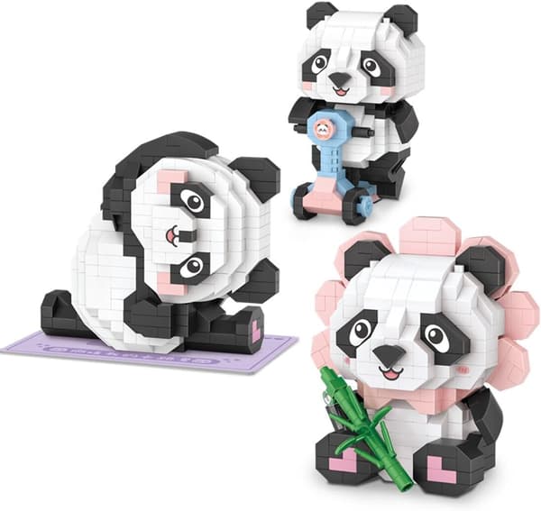 Mini Byggstenar Set Panda Blommönster Heminredning Present till Vuxna