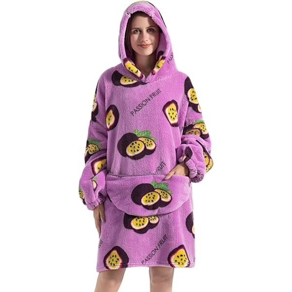 Överdimensionerad huvtröja filt för kvinnor vuxna överdimensionerad bärbar huvtröja pullover, bärbar filt huvtröja supermjuk varm mysig tröja Passion Fruit