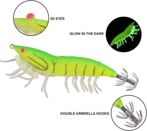 Fiskesluk Reke Reker | Med Rangle, Lysende Bein | 11,5 cm, Oransje