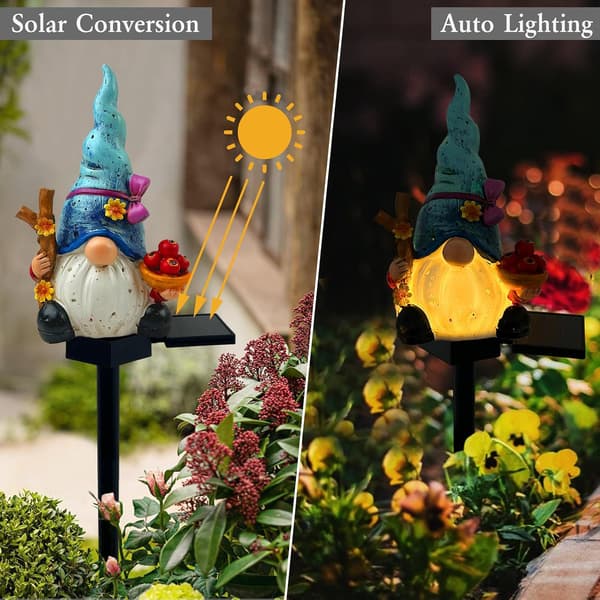 Efterårs Solar Nisse Havelamper, Solcelledrevne Fe Havelamper Efterårs Nissepynt (Blå)