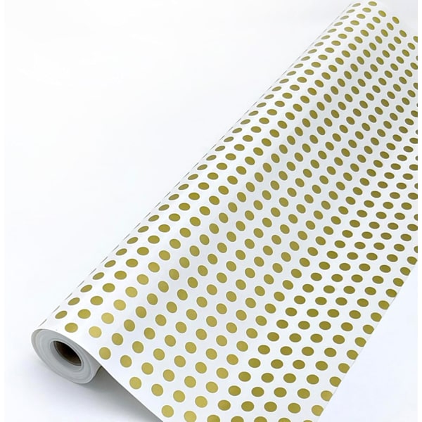 Inslagningspapper rulle 70CM x50CM Guld Polka Dot. Perfekt för: Presentinslagning, årsdagar, Trettondedag jul och jul. (Guld)
