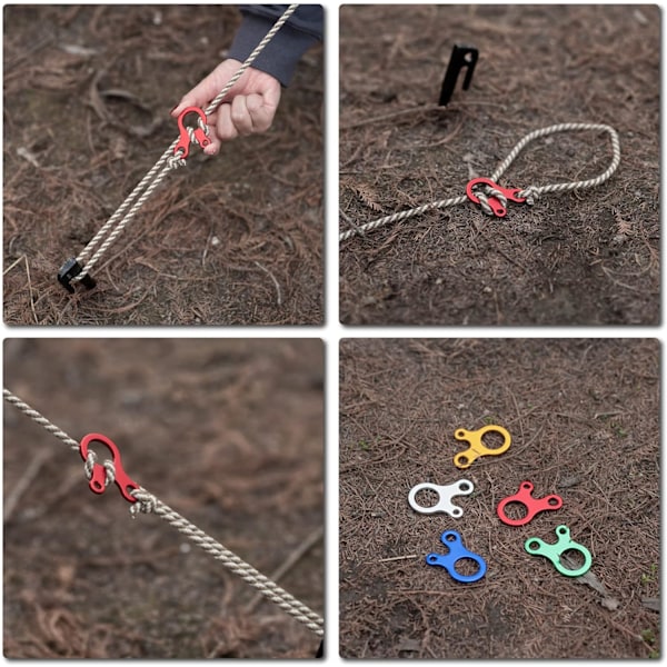 Guyline Spændere 12 stk. Guyline Snorejustering Aluminium Legering Teltsnor Tilbehør til Vandreture Campingtelt (Rød)