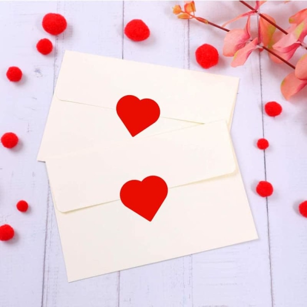 Rødt hjerteformet klistremerke, 1 tommers søte kjærlighetsetiketter for Valentinsdag, invitasjon, konvolutter, håndverk, scrapbooking, 500 etiketter per rull