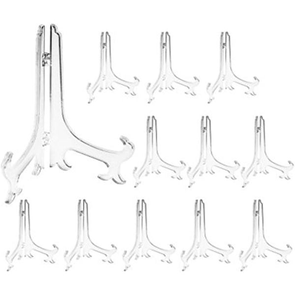 3\" Gennemsigtige Plast Staffelier eller Stativ/Pladeholdere til Udstilling af Billeder eller Andre Genstande ved Bryllupper, Hjemmeindretning, Fødselsdage, Borde (12 Pakke)