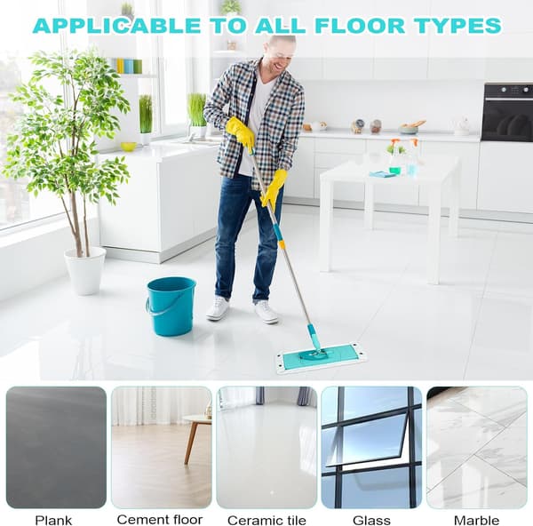 Udskiftningshoveder til mikrofibermoppe, 4 stk. til Leifheit System Moppe Fladt Udskiftningshoved, 42 CM, Genanvendelige Moppepuder