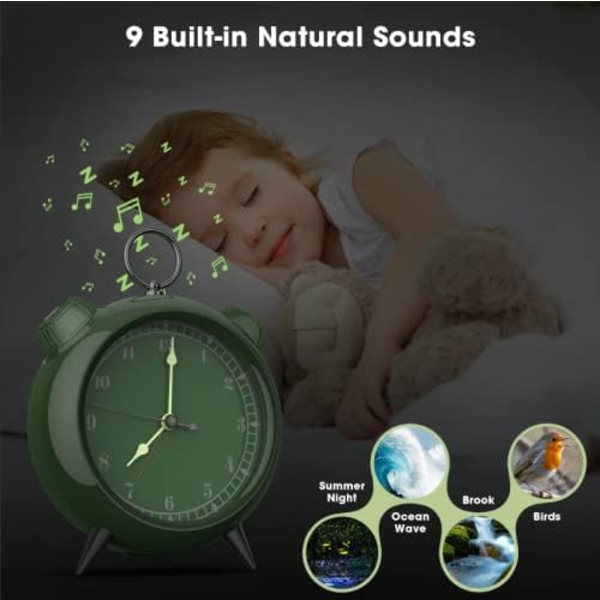 Vækkeur Bluetooth-højttaler Smart med 9 naturlige stemmelyde Maskine Timer Alarm FM-radio