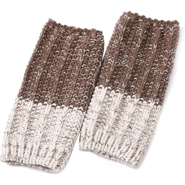 Strikkede yogabenvarmere for damer, myke strikkede heklede yogasokker, chunky boot cuffs Toppers sokker, damegamacher for dans eller ballett old khaki/ivory