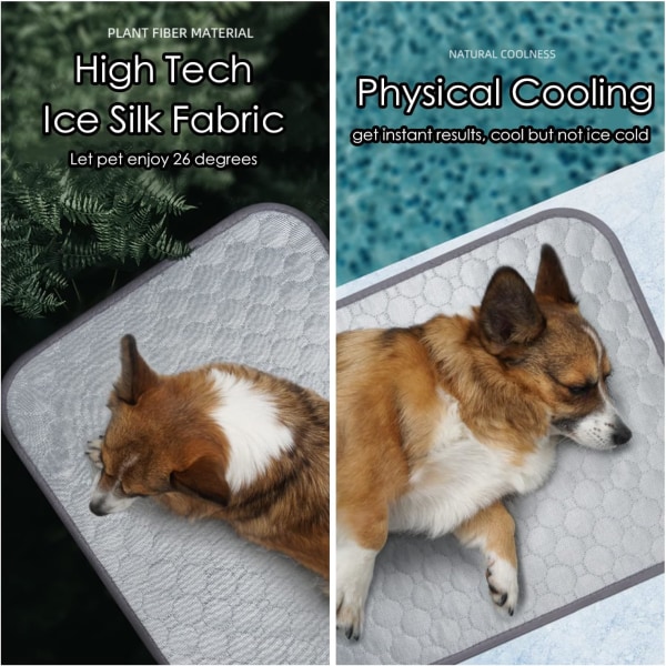 Självkylningsmatta Husdjurstvättbar kyldynor Filt Sovkennelmatta,Ice Silk Sleep Mat Pad Säng Strand för stora hundar Katter