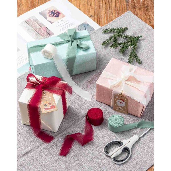 4cm*5m Vinröd Presentband Bröllop Röd Chiffongband Röd Tygband White