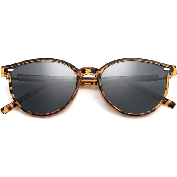 Retro round sunglasses for men and women polarized UV400 protection classic retro black sunglasses (bean frame gray polarized lens)