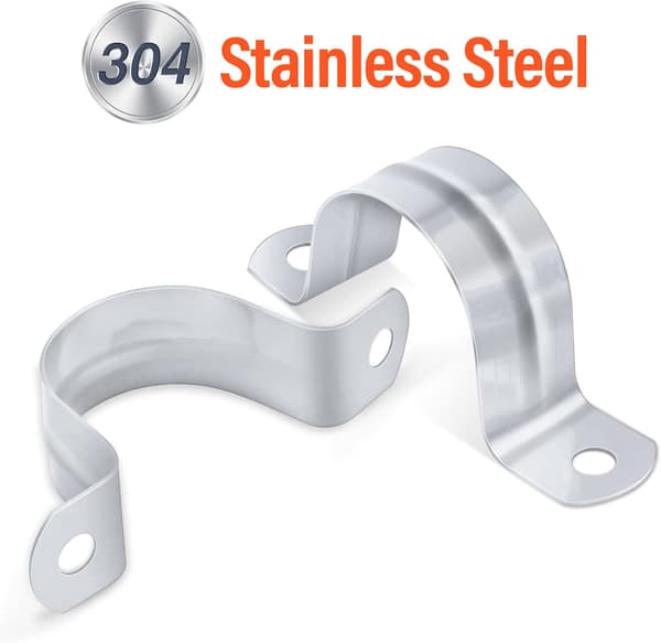 20 stk 304 rustfritt stål U-brakett 2-hulls rørstropp, U-rørklemme rørstroppklemmeholderbraketter salgsklemme, 32MM