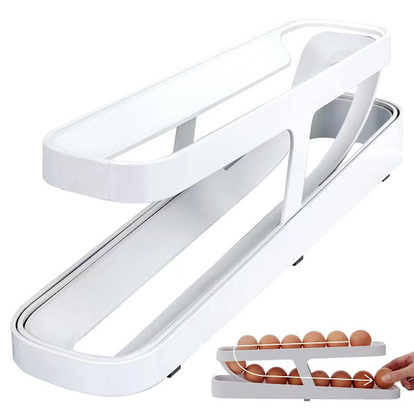 Egg Dispenser, Plassbesparende Rullende Egg Dispenser og Organizer for Kjøleskap Oppbevaring