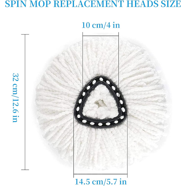 Mop-päät yhteensopivat vileda 2-in-1 Turbo Mop， Vaihtopää, Mikrokuitu (Valkoinen, 3 pakkausta)