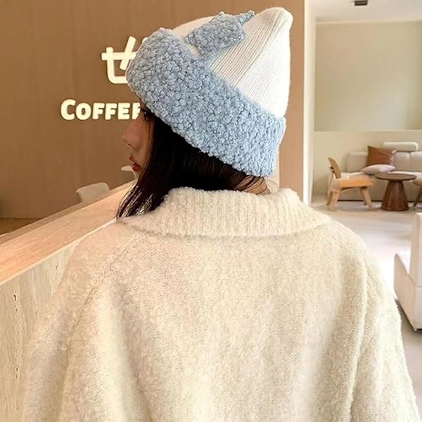 Kattmössa Y2k Beanie Stjärnlapp Stickad Hatt Y2k Tillbehör Kawaii Koreansk Gyaru Kläder blue