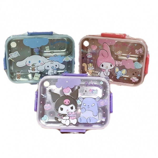 Matboks med trykk, integrert kawaii matboks med 4-punkts lås for mat, snacks og frukt color 3