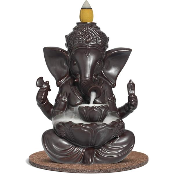 Vandfald Tilbageflow Røgelse Brænder Keramik, Håndlavet Røgelse Kegleholder Springvand, Aromaterapi Elefant Ornament