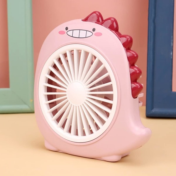 Cartoon Fan Student Pocket Outdoor Portable Desktop Mini Fan Handheld USB Rechargeable Small Electric Fan (pink, 1 Pack)