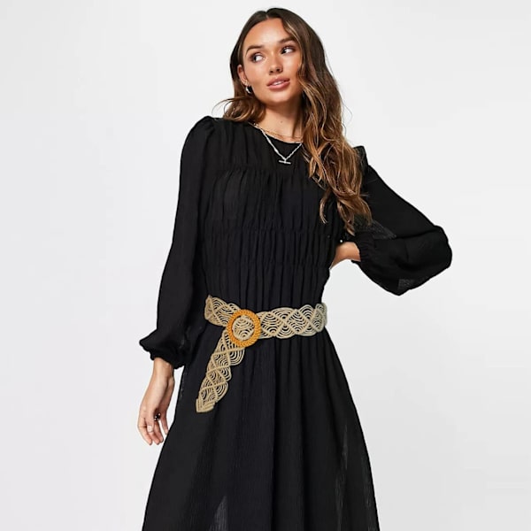 Boho-bälte för kvinnor flätat, vävt bälte bohemiskt midjebälte för klänning White