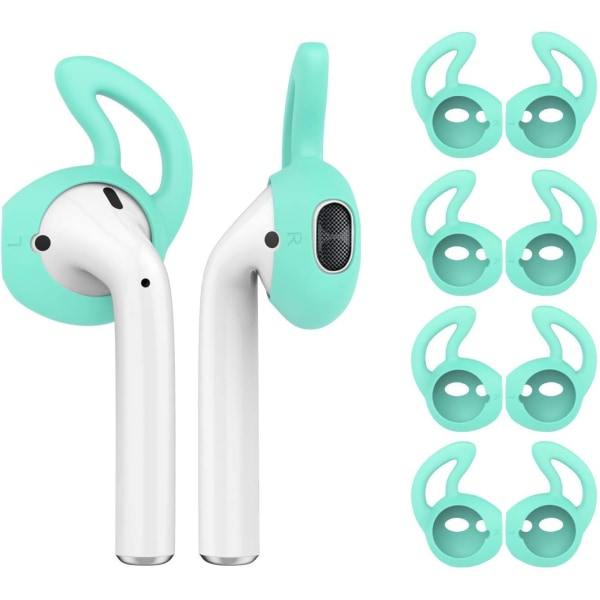 5 par silikon ørepropper kompatible med AirPods 1 og 2, silikon myke sklisikre sport ørepropper, anti-dråpe ørepropper gel hodetelefoner (mintgrønn)