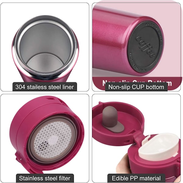 2 st 380 ml Termiska Kaffe Koppar, Resetermos Koppar, Rostfritt Stål Isolerade Flaskor, Läcksäkra