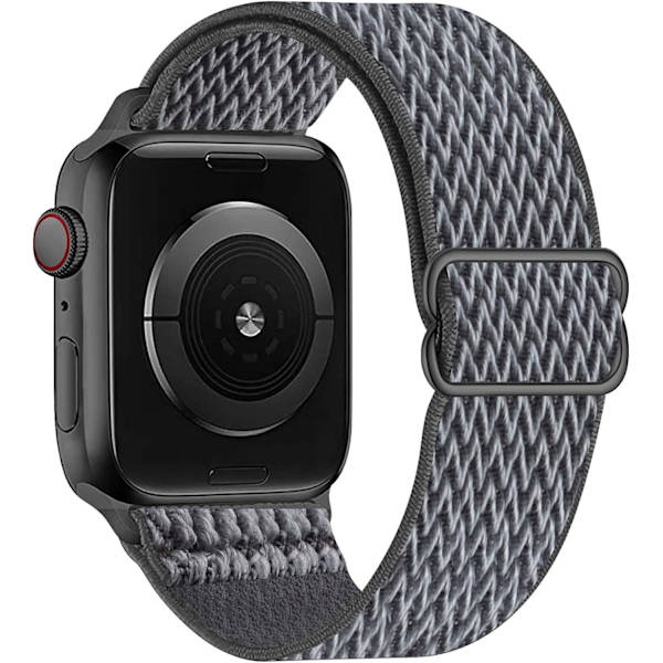 Elastisk Solo Loop-rem kompatibel med Apple Watch-reimer 38mm 40mm 41mm, justerbar nylon for iWatch, grå