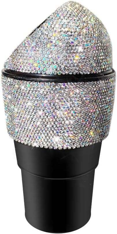 Bling Rhinestone Auto Sopcontainer Bil Sopkorg med lock Mini Sopbehållare