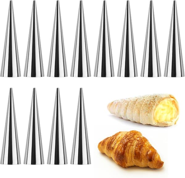 12 stk. Cannoli Forme Rør, Flødehornforme Non-stick Rustfrit Stål Cannoli Fløderulleforme til Bagning af Kager