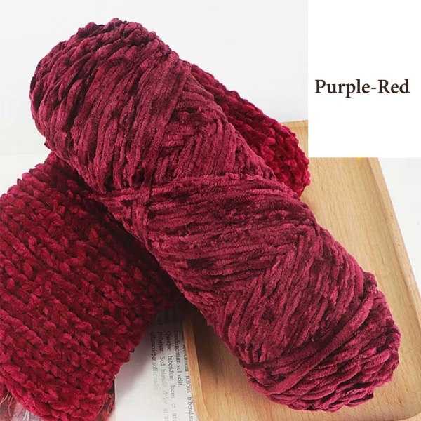 1 st garn sammetsstickningsgarn Mjuk virkad bollhantverk i multi färger, perfekt för nybörjare, barnhantverk Purple-Red