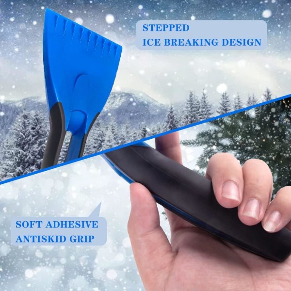 2 Pieces Windshield Frost Squeegee, Strong and Durable Ice Scraper, Snow Scrapers for Auto, with Non-Slip Handle for Car