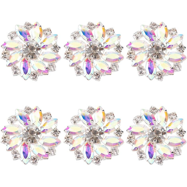 10 stk 28MM Blomst Rhinestone Shank Knapper Krystall Sy På Knapper med 1 Hull og Flat Bakside, Rhinestone Snøfnugg Metallknapper A